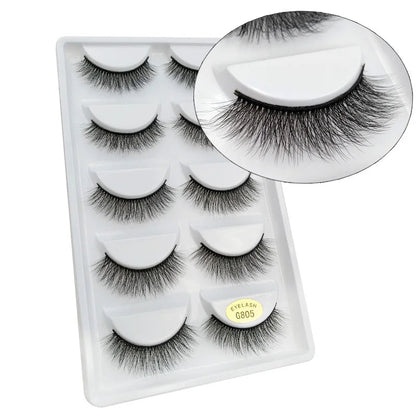 5 Pairs Multipack 3D Soft Mink Hair False Eyelashes Handmade Wispy Fluffy Long Lashes Natural Eye Makeup Tools Faux H13 E08 E01 Good Vibrations