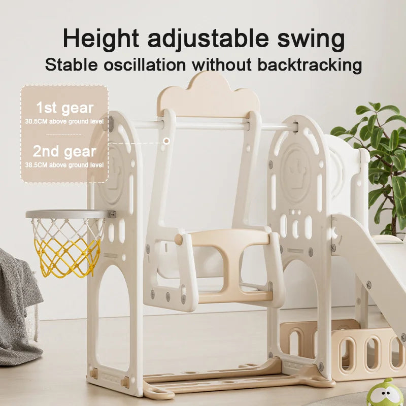 Feelbaby White Plastic Indoor Playground Set Swings Slide for Kids Home Garden Use-PE Material for Educational Shopping Mall Use Good Vibrations