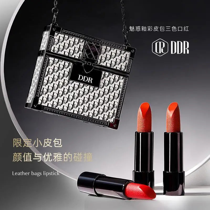 Luxury Pet Leather Bag Lipstick Set Non-Stick Cup Non-Fading Lip Balm Gift Box Lip Stick Full Set Wholesale Good Vibrations