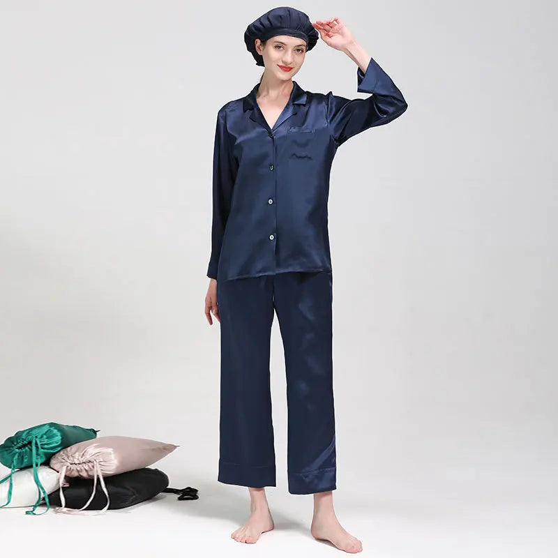 Wholesale 22 Momme Women's Long Sleeve 2 Piece Sets Silk Pajamas Mulberry Silk Pajamas for Women Set Good Vibrations