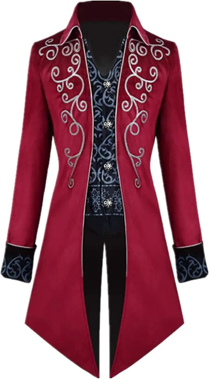 Medieval Men's Steampunk Vintage Tailcoat Jacket Gothic Victorian Frock Coat Uniform Halloween Costume Good Vibrations