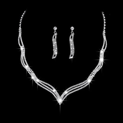Fashion Crystal Bride Jewelry Set Rhinestone Silver-plated Wedding Dress Banquet Necklace Earring Set Ladies Gift Good Vibrations Adult Super Store