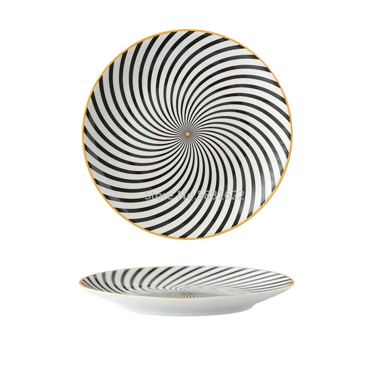 Tableware Ceramic Dinner Plate Set Dish 8/10 Inch Porcelain Cute Dessert Plate Dinnerware Geometric Western Food Steak Plate Good Vibrations