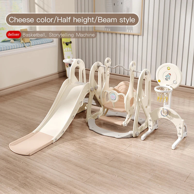 Children's Indoor Playground Equipment Plastic Swing and Slide Combination Playhouse with Ball Pit for Home or School Use Good Vibrations