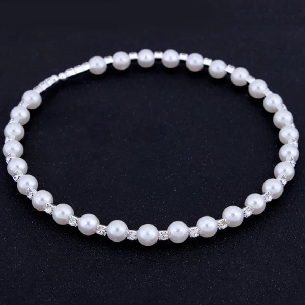 Wedding Bridal Jewelry Set String of Pearls Prom Silver Color Crystal Bracelet Necklace Earrings for Women jewellery sets Good Vibrations Adult Super Store