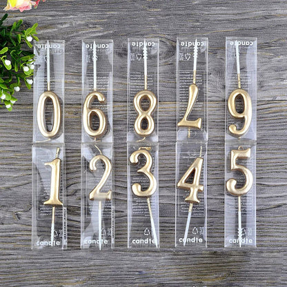 1Pcs Gold Happy Birthday Number Cake Candles 0 1 2 3 4 5 6 7 8 9 Cake Topper Kids Girls Boys Bar Baby Party Supplies Decoration Good Vibrations