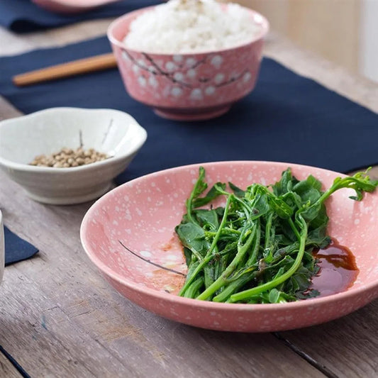 6-Piece Set Japanese Rice Bowl Dishes, Chopsticks, Spoon Ceramic Tableware Household Single Food Good Vibrations