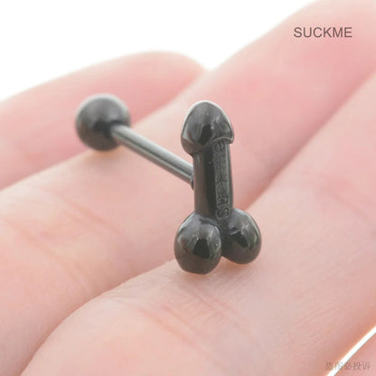 Sexy Genital Spider Moon KISS Rose Tongue Piercing Heart Balls Surgical Stainless Steel Tongue Rings Daisy Tounge Rings Jewelry Good Vibrations Adult Super Store