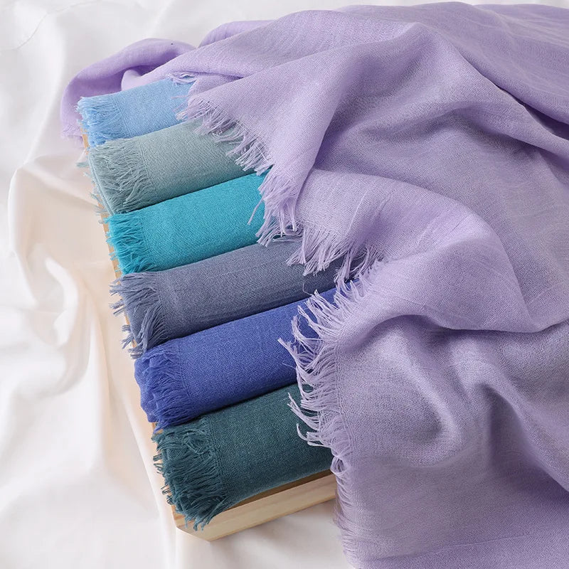 High Quality Viscose Cotton Hijab Shawls Plain Tassels Polyester Veils for Hijab Ladies Good Vibrations