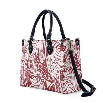 Customized Luxury Leather Women Handbag Hawaii Tribal Polynesian Tattoo Print Pu Leather Purse Shoulder Bag Lightweight Tote Bag Good Vibrations