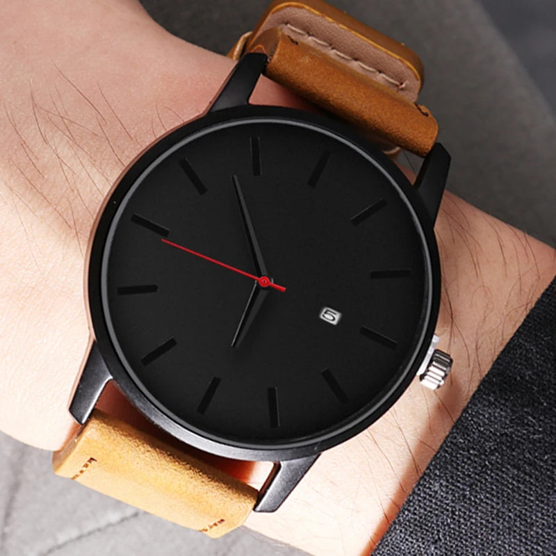 Relogio Masculino Sports Men's Wristwatches Leather Male Clock Minimalistic Watches Famle Quartz Simple Designer Reloj Hombre Good Vibrations