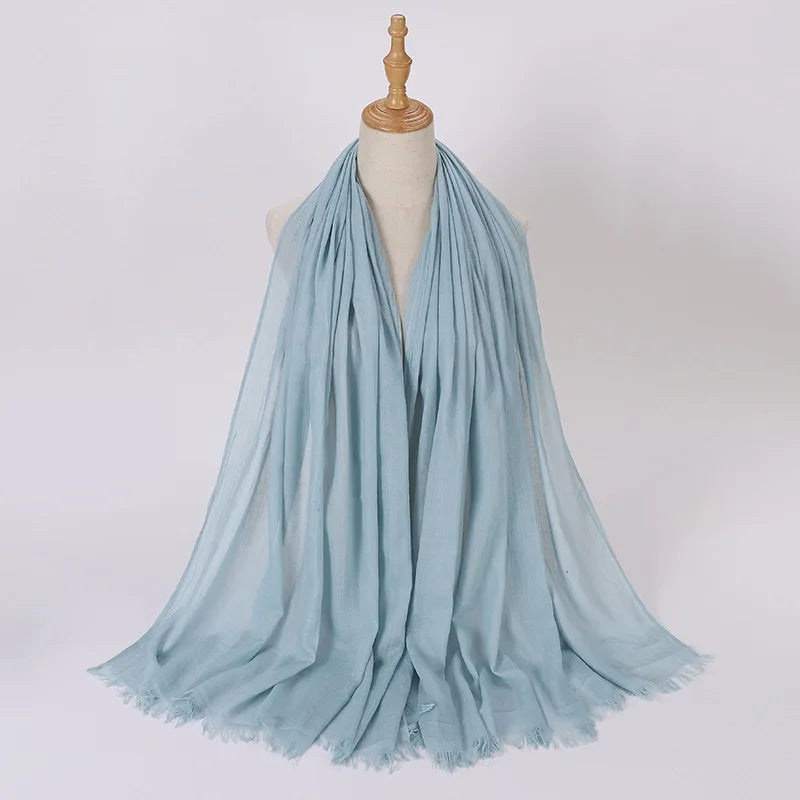High Quality Viscose Cotton Hijab Shawls Plain Tassels Polyester Veils for Hijab Ladies Good Vibrations
