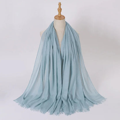 High Quality Viscose Cotton Hijab Shawls Plain Tassels Polyester Veils for Hijab Ladies Good Vibrations