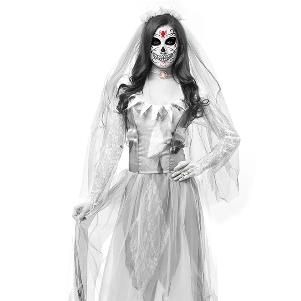 Women's Horror Ghost Dead Corpse Zombie Bride Dress Cosplay Halloween Costume for TV & Movie Fans Good Vibrations