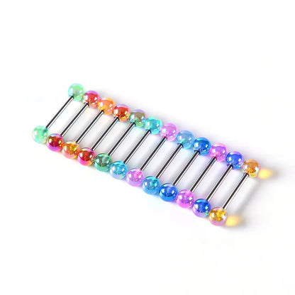 6PCS Stainless Steel Glorious Tongue Ring Bulk 14G Nipple Piercing Bar Lot Glitter Tongue Piercing Set Barbell Piercing Jewelry Good Vibrations Adult Super Store