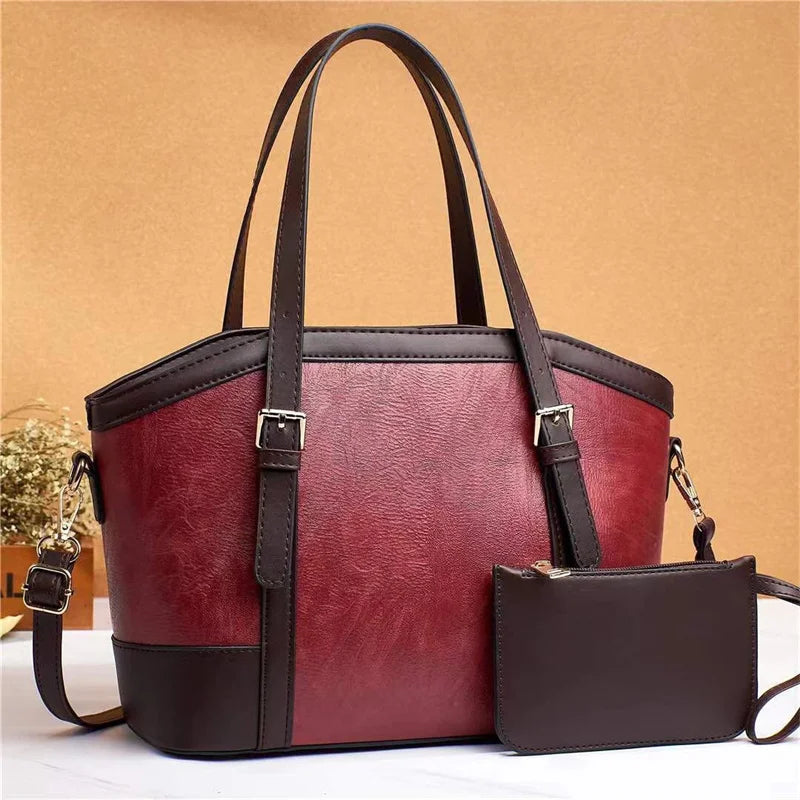 2022 New Bags Foreign Trade Models Stitching Design Shoulder Bag Large Capacity Mother and Child Bag Handbag Sets Good Vibrations