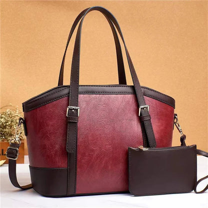 2022 New Bags Foreign Trade Models Stitching Design Shoulder Bag Large Capacity Mother and Child Bag Handbag Sets Good Vibrations