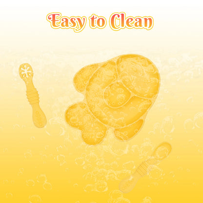 Baby Meal Plate, Baby Suction Cup Silicone Bowl, Children's Complementary Food Plate, Baby Meal Plate, Grid Plate Good Vibrations