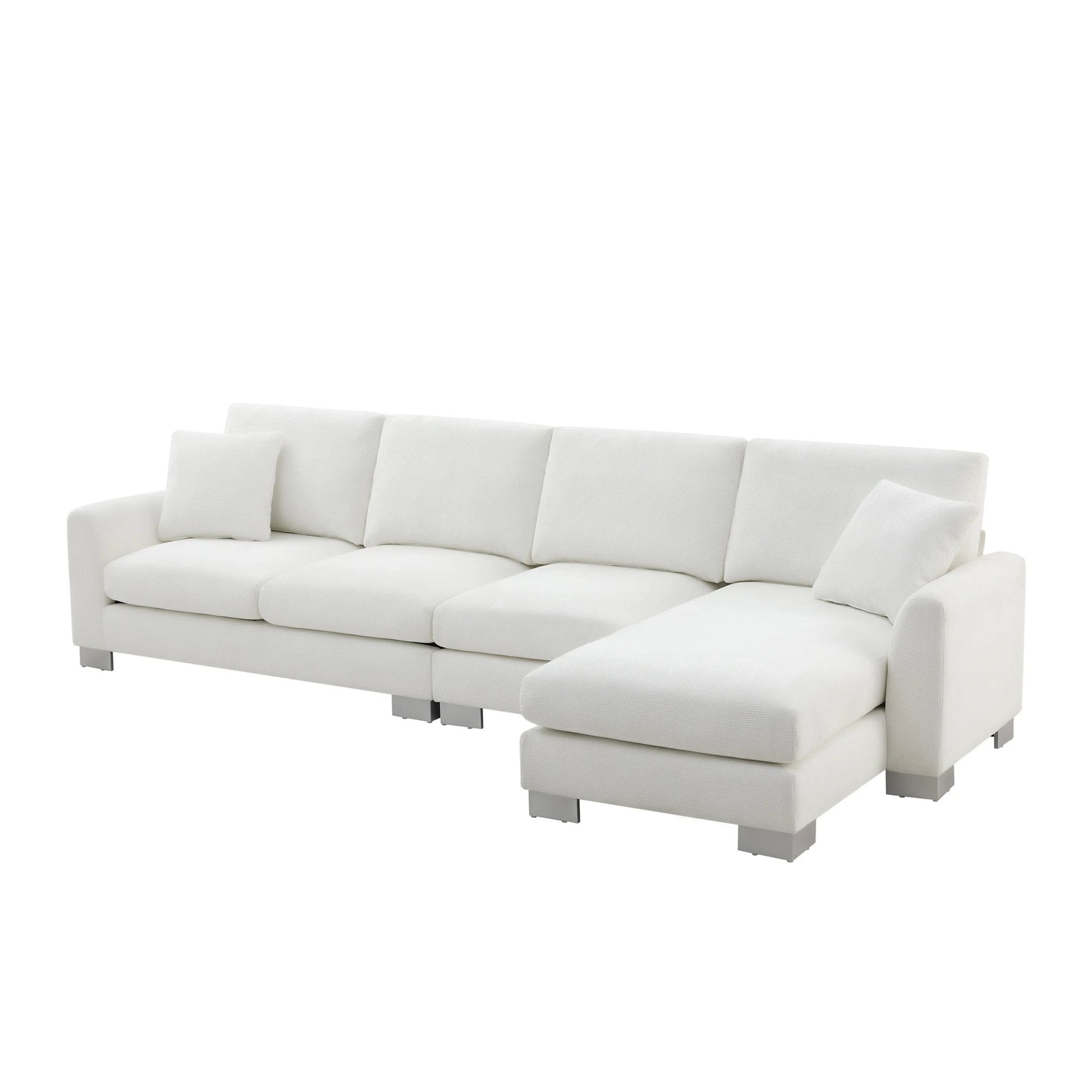 Modern Luxury 5-Seater L-Shaped Sectional Sofa Bed Oversized Chenille Indoor Furniture 2 Free Pillows for Living Room Apartment Good Vibrations