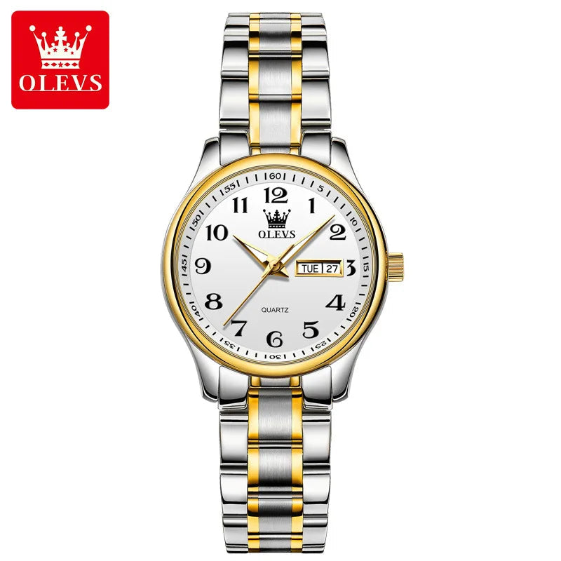 New Olevs 5567 Luxury Men's and Women Set Watches Fashionable and Simple Couple Watches Montre Relojes Women's Quartz Watch Good Vibrations