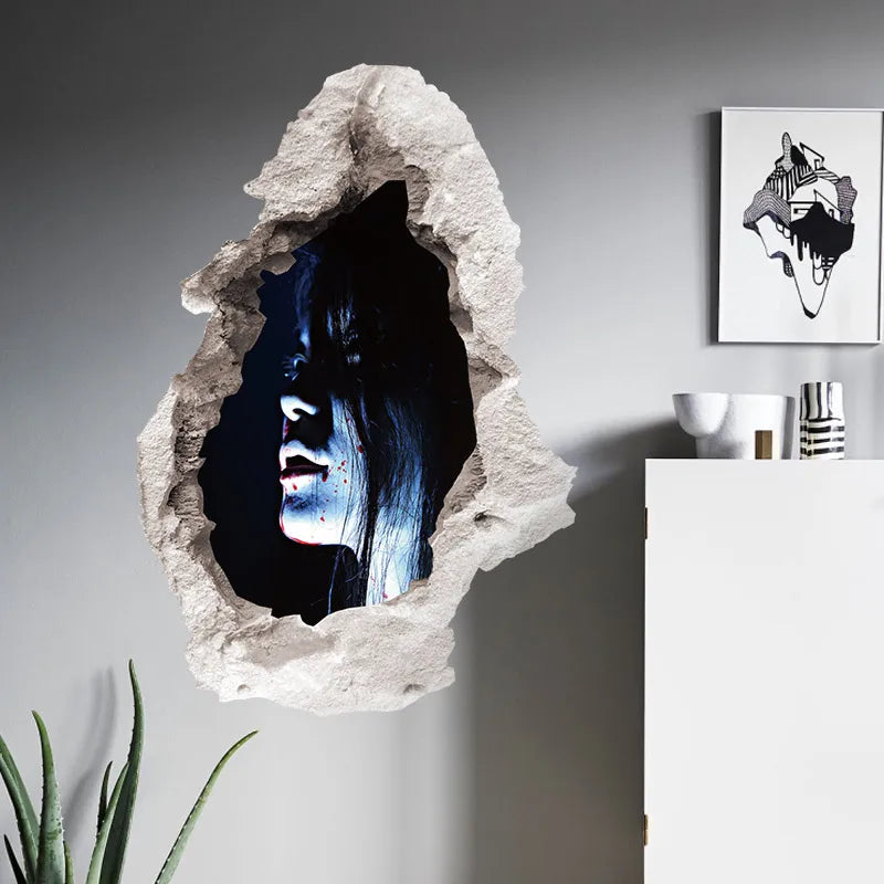 Halloween decoration accessories Horror 3D ghost wall stickers Decal for Halloween haunted house Removable home decor Good Vibrations