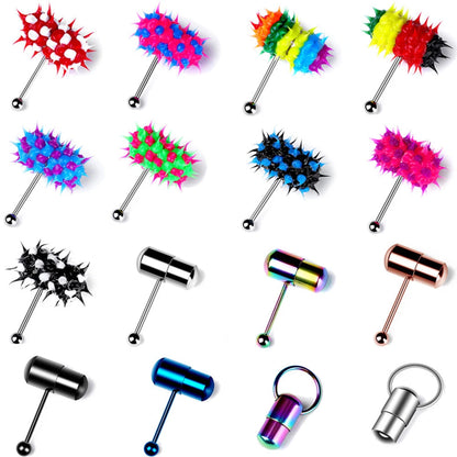 With Battey Vibrating Tongue Ring 16G Surgical Steel Tongue Piercing Ring Vibrated Tongue Piercing Bar Body Jewelry Lengua Sexy Good Vibrations Adult Super Store