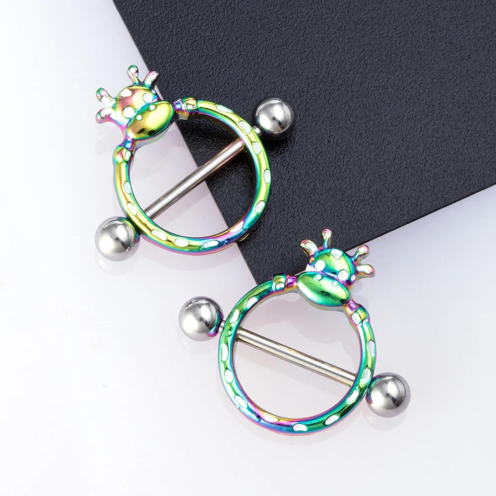 1 Pair 14G Stainless steel Breast Piercing Jewelry Heart Nipple Piercing Bar Nipple Rings Shield Cover Barbell Sexy Piercings Good Vibrations