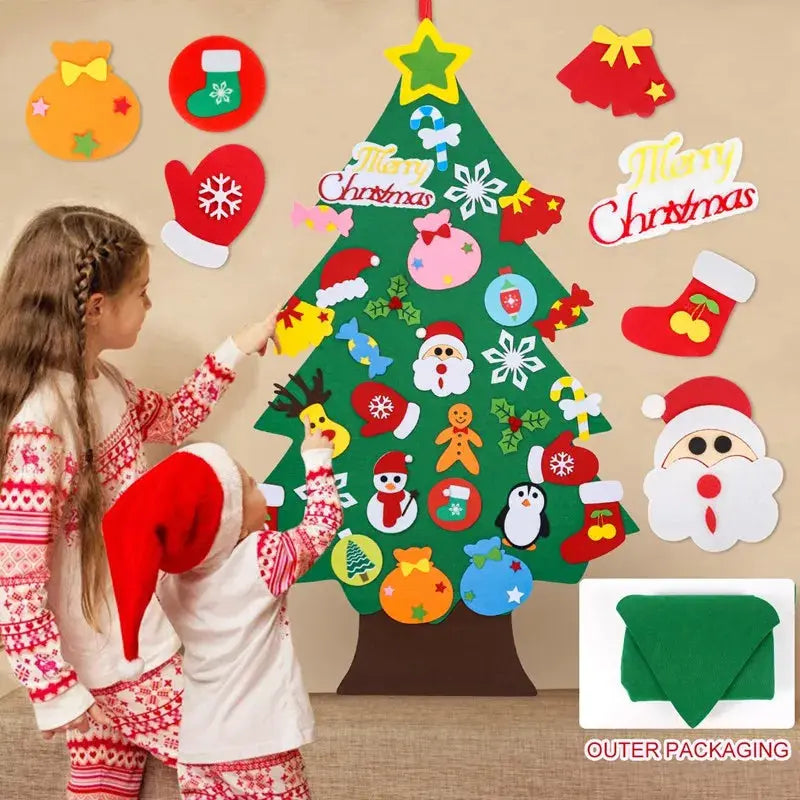 Kids DIY Felt Christmas Tree Merry Christmas Decorations For Home 2025 Christmas Ornaments Navidad 2026 New Year Gifts Xmas Tree Good Vibrations
