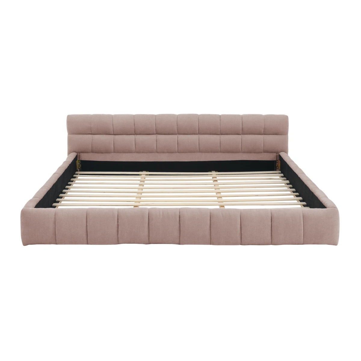 European Modern Style Tufted Queen/King Size Bedframe Low Height Floor Bed Base Wooden Platform Bed Good Vibrations