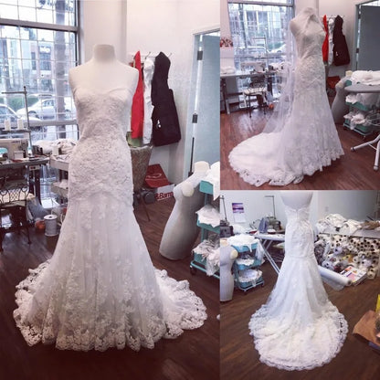 Newest Elegant White Wedding Dresses Mermaid Garden Sweet Wedding Gowns With Detachable Train Vestidos De Novia Customized