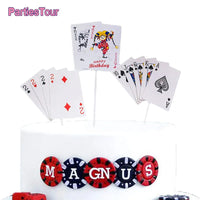 Poker Theme Cake Toppers Casino Birthday Cupcake Topper Gambling Scene Playing Card Picks Adults Kids Birthday Party Supplies Good Vibrations