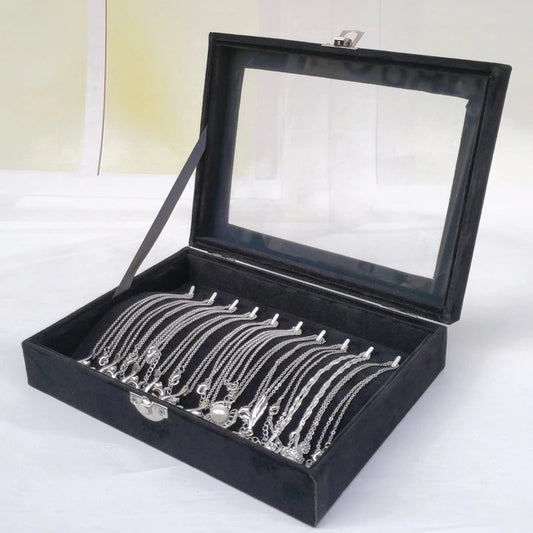 Black Jewelry Box Bracelet box necklace box arched small box display box flannel cover jewelry storage box Good Vibrations