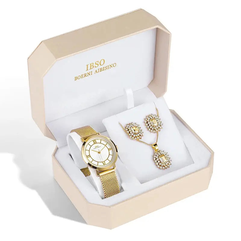 IBSO 2022 New Octagonal Box Women Quartz Movement Luxury Gift Set Custom Logo Watches Good Vibrations