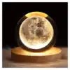 Gift Custom 3d Art 6cm Crystal Ball Night Lamp Luminous USB Wood Base Glowing Decoration Solar System Led Night Lights Good Vibrations