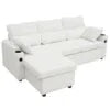 Convertible Sleeper Sofa 2in1, LShaped Sectional Futon Bed with Storage, USB Ports, Cup Holders, and Reversible Chaise Good Vibrations