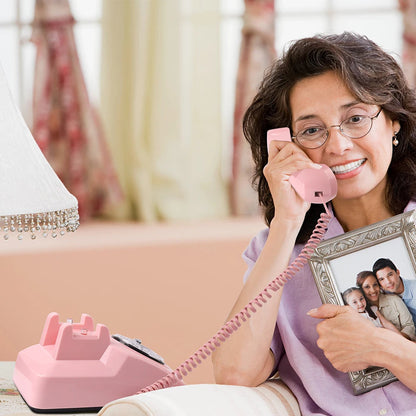 Rotary Dial Phones Retro Telephone From the 1980s, Retro Wired Landline for Home /Office Pink European Landline Good Vibrations