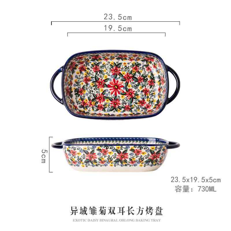 LingAo     Ceramic noodle bowl, double-ear bowl, plate tableware set Good Vibrations