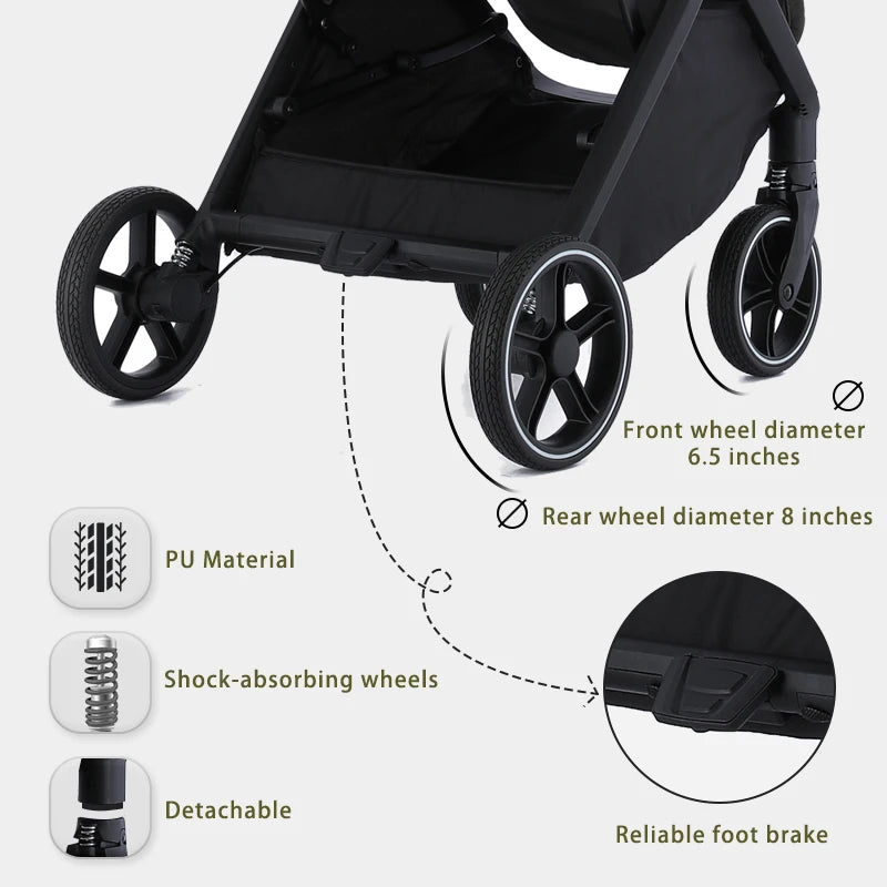 US Warehouse Stock Folding Baby Stroller Portable on Airplane One Click Folding Baby Stroller for Kids Good Vibrations