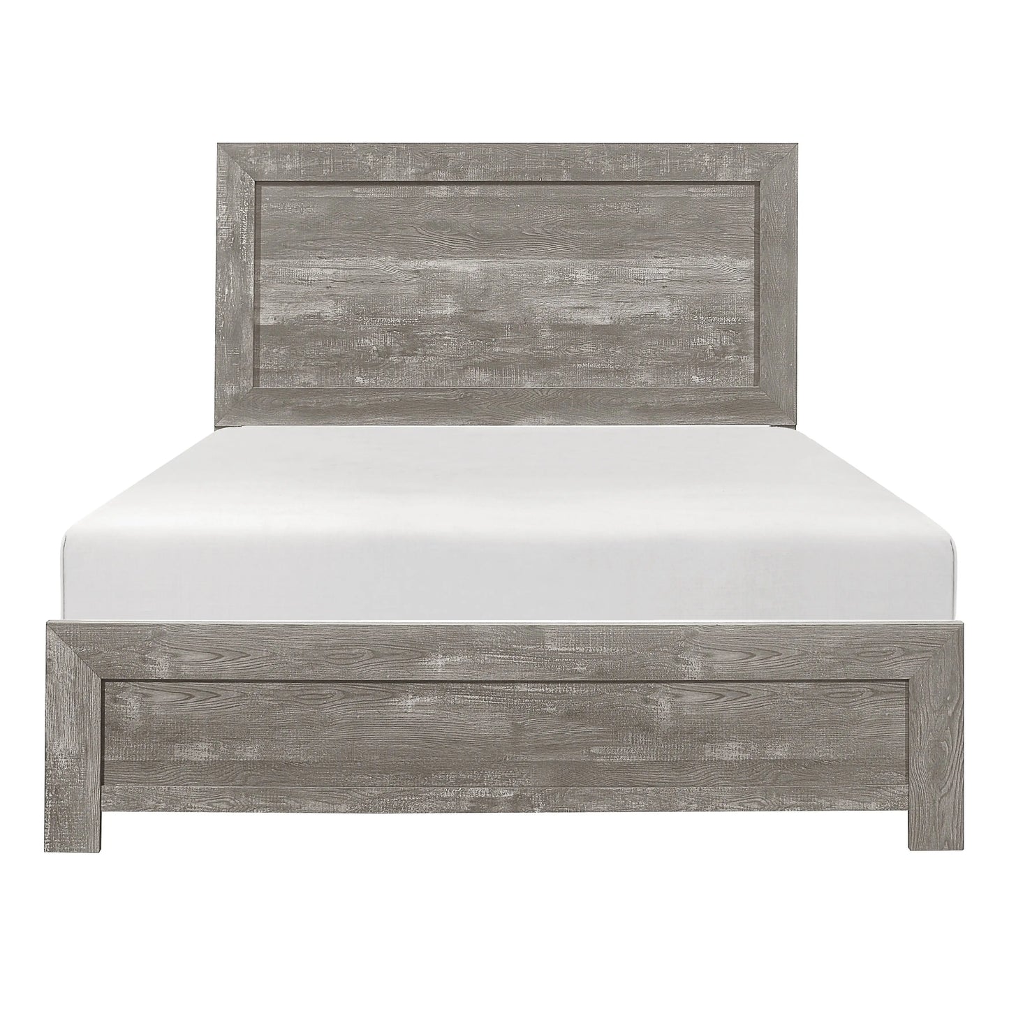 DB Rustic Gray Finish Wooden Full Size Panel Bed Bedroom Furniture in a Box Includes Mattress Good Vibrations