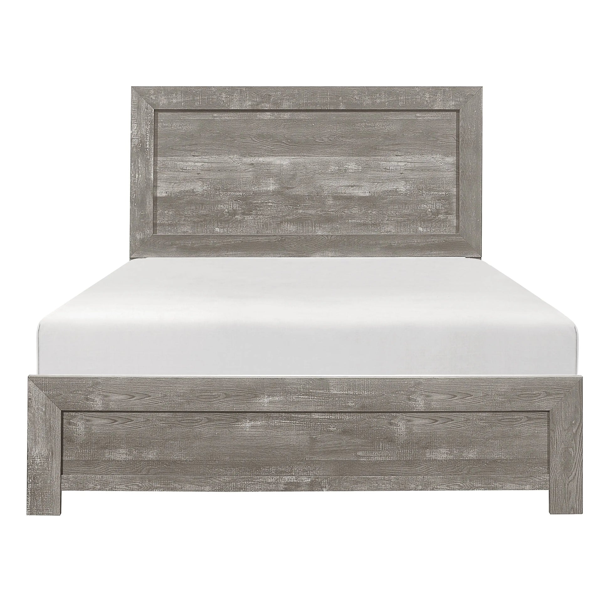 DB Rustic Gray Finish Wooden Full Size Panel Bed Bedroom Furniture in a Box Includes Mattress Good Vibrations