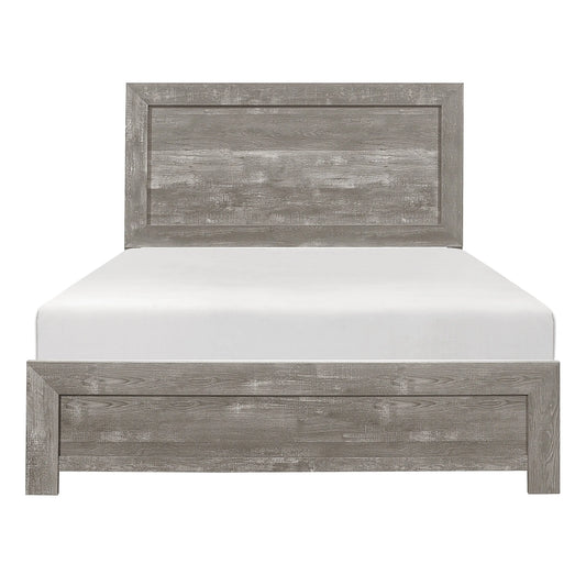 DB Rustic Gray Finish Wooden Full Size Panel Bed Bedroom Furniture in a Box Includes Mattress Good Vibrations