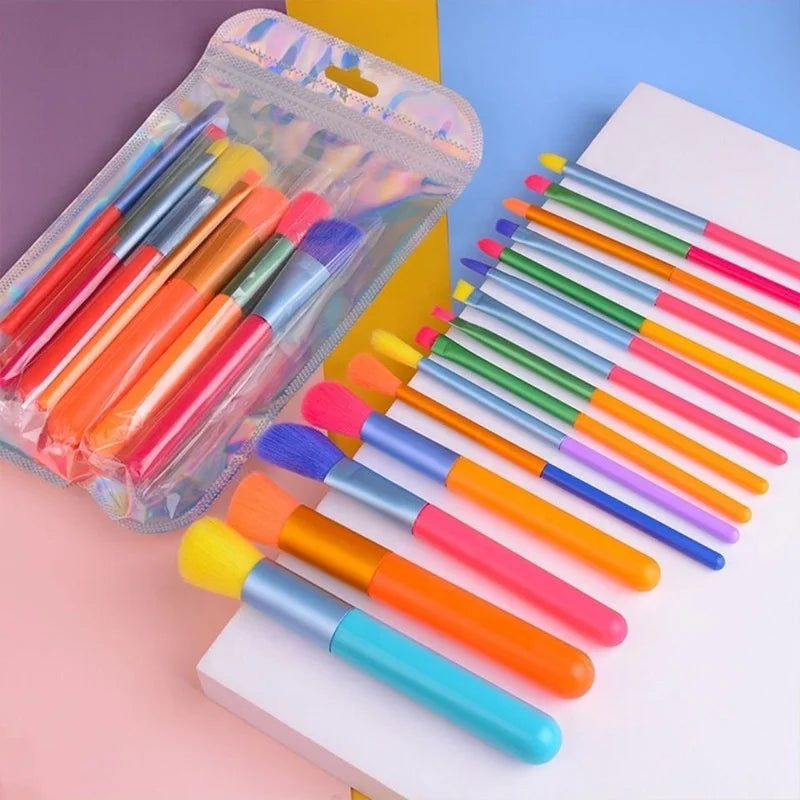 Makeup Brushes 15Pcs Colourful Makeup Brush Set Premium Synthetic Face Powder Kabuki Foundation Eye Shadow Make up Brush Kit Good Vibrations