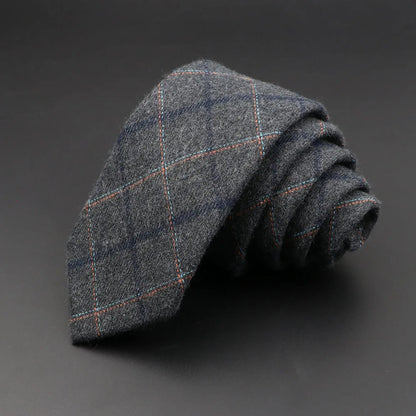 Mens Ties 6cm Classic Cotton Handmade Skinny Grey Plaid Neckties Striped Narrow Collar Slim Cashmere Casual Tie Accessories Gift Good Vibrations