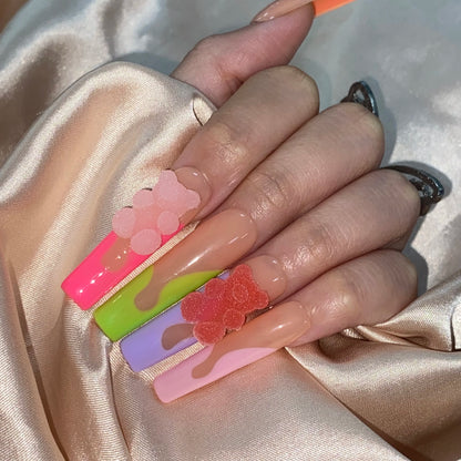 High Quality Multiply Designs 3D Handmade Customize Salon Press on Nails Acrylic Materials Set Good Vibrations