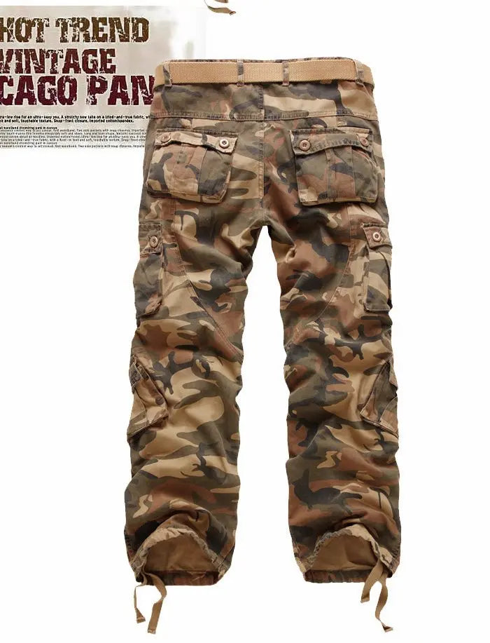 spring Autumn washing Multi-pocket camouflage overalls men cotton uniform pants men baggy cargo pants men,size 28-40 Good Vibrations