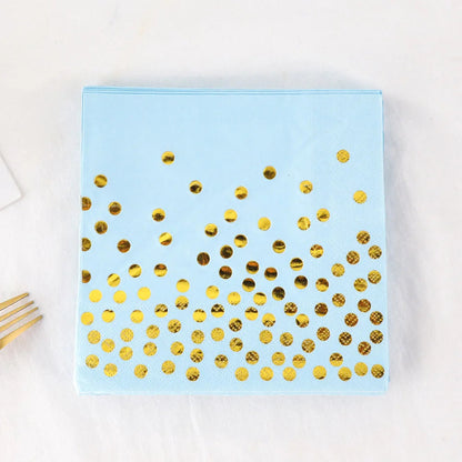 20Pcs Gold Dot Disposable Tableware Paper Towel Napkins Cups Tablecloth Plates Straws for Birthday Wedding Party Supplies Good Vibrations