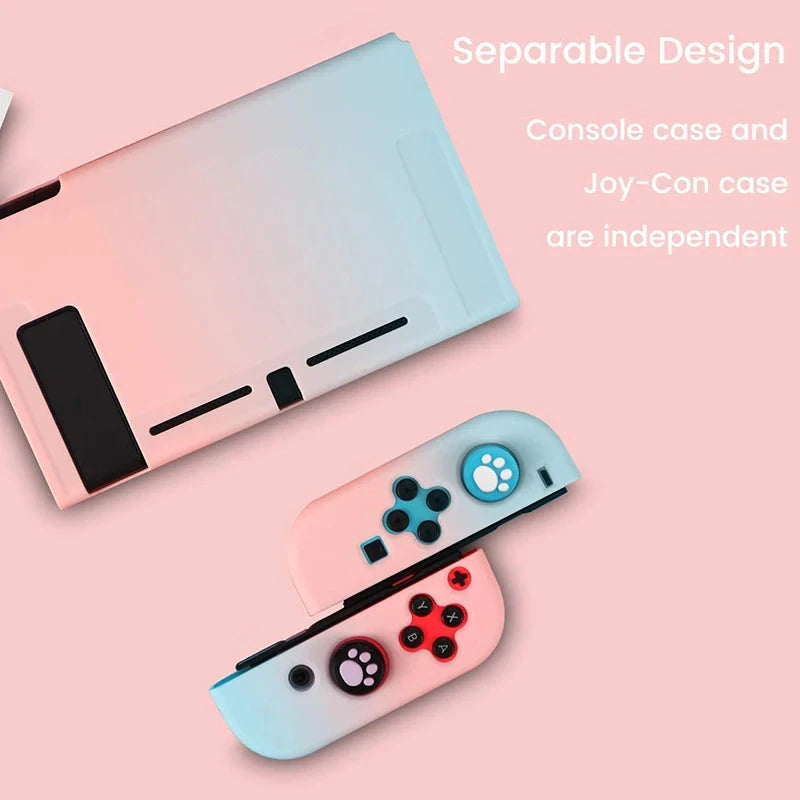 Kawaii Nintend Switch Pink Case Protective Hard Case Shell for Nintendos Switch Console JoyCon Colorful Back Cover Detachable Good Vibrations