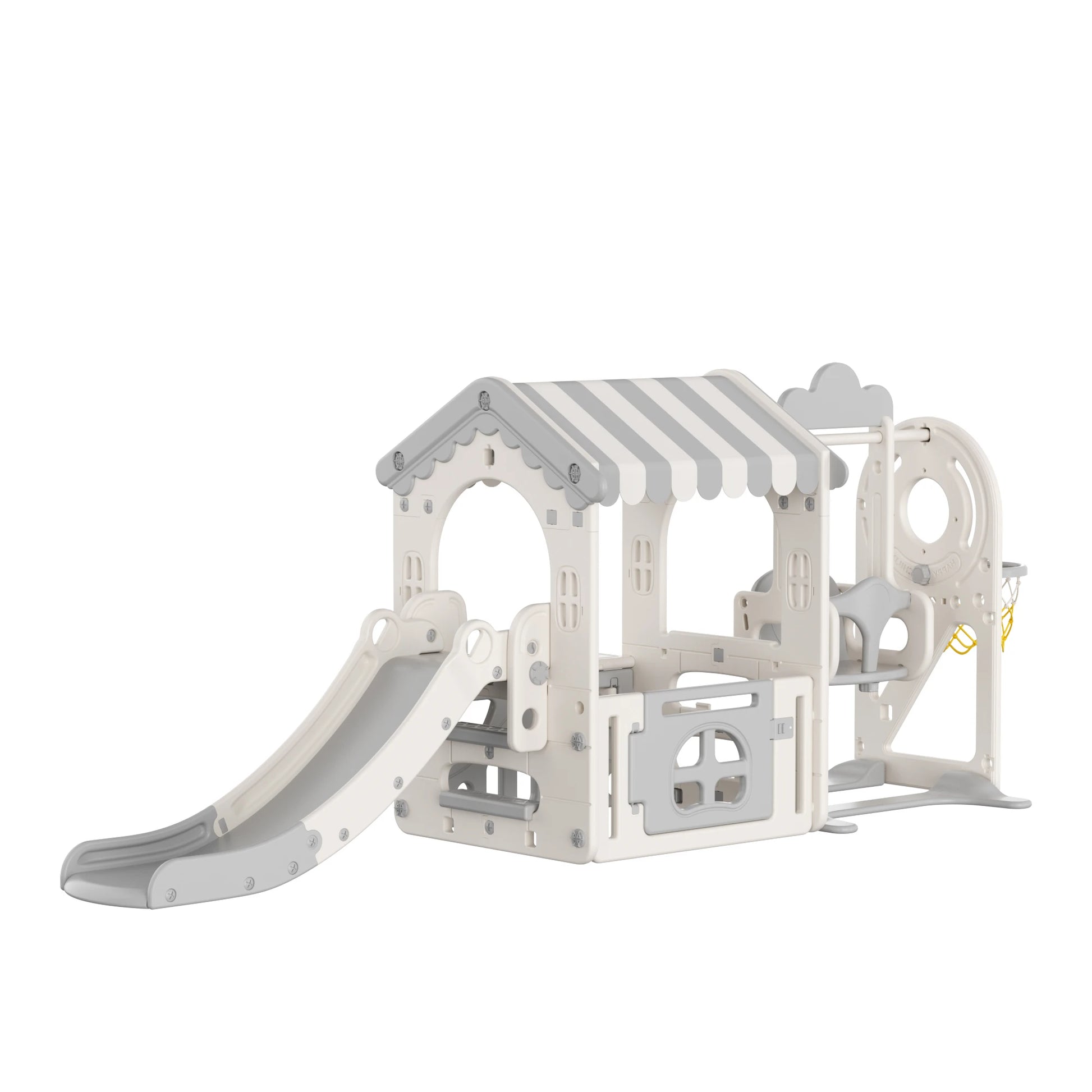 Feelbaby Indoor Playground Equipment White Plastic Toy Set Swings Slide for Kids for Home Garden Shopping Malls Playhouse Good Vibrations