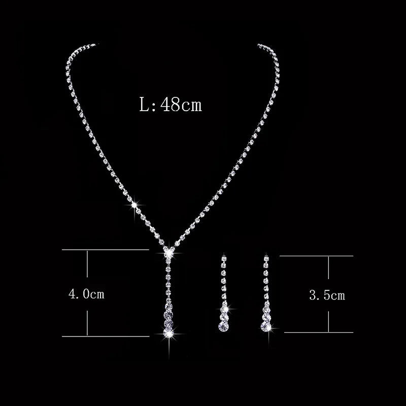 Fashion Crystal Bride Jewelry Set Rhinestone Silver-plated Wedding Dress Banquet Necklace Earring Set Ladies Gift Good Vibrations Adult Super Store