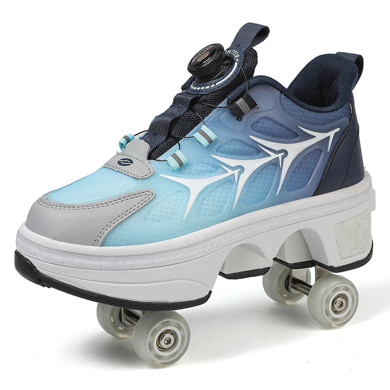 Factory New Kick Roller Shoes Cool Style Skate Shoe Kick Out with 4wheels Children Sliding Young Adjustable Rollershoes Sneakers Good Vibrations